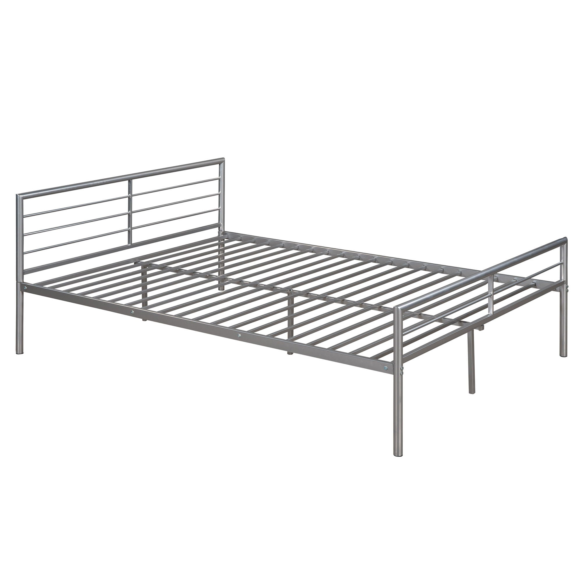 Twin Over Full Metal Bunk Bed With Desk, Ladder And Quality Slats For Bedroom - Silver