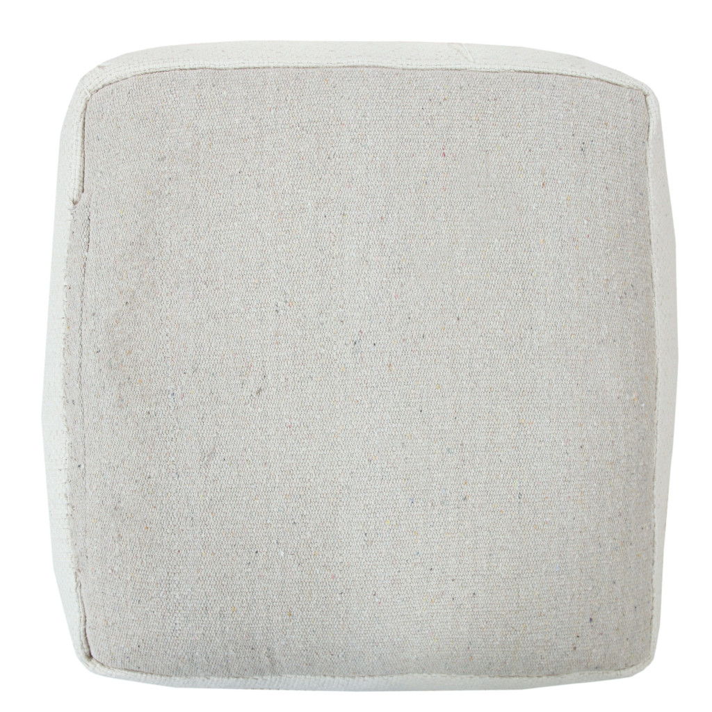 Cotton Striped Pouf Ottoman - Cream