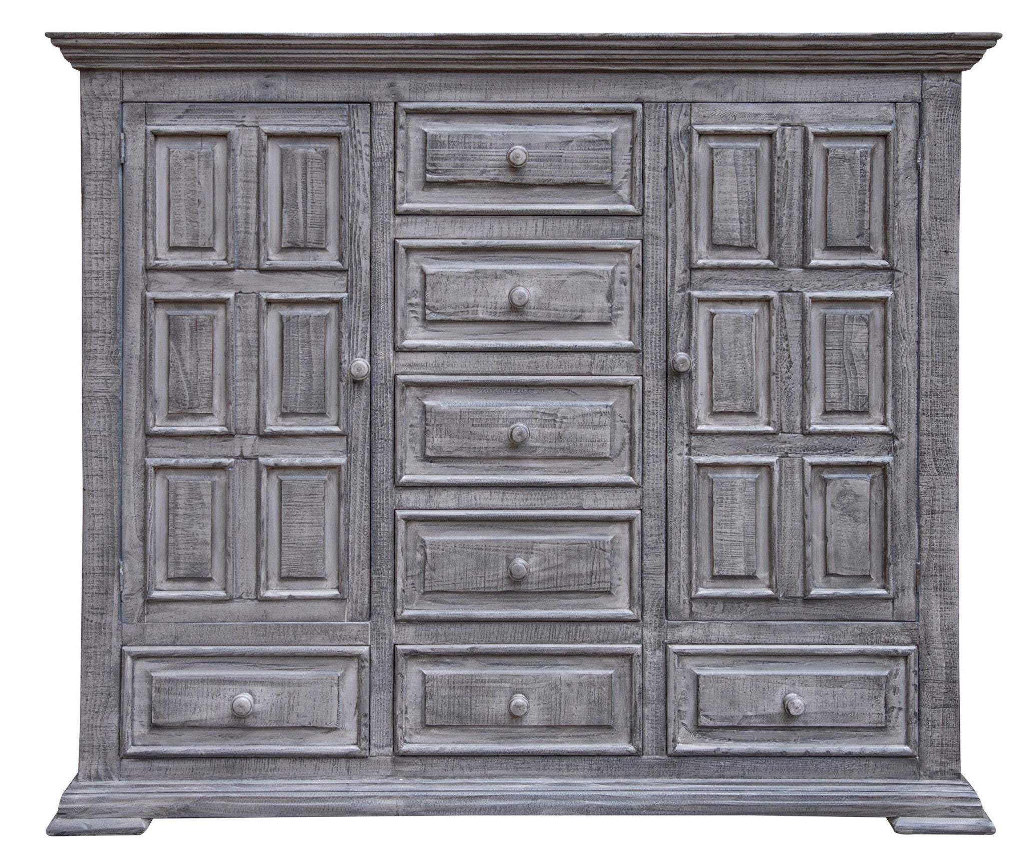 Solid Wood Seven Drawer Gentlemans Chest - Gray