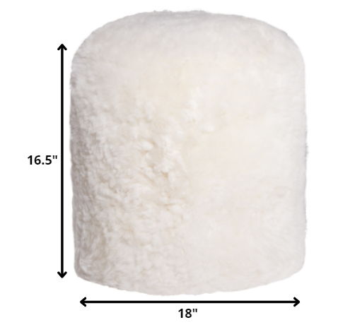 Short Hair Sheepskin Stump Pouf - White