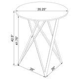 Bexter - Round Faux Marble Bistro Bar Table - Chrome by CoasterEveryday | Bel Furniture