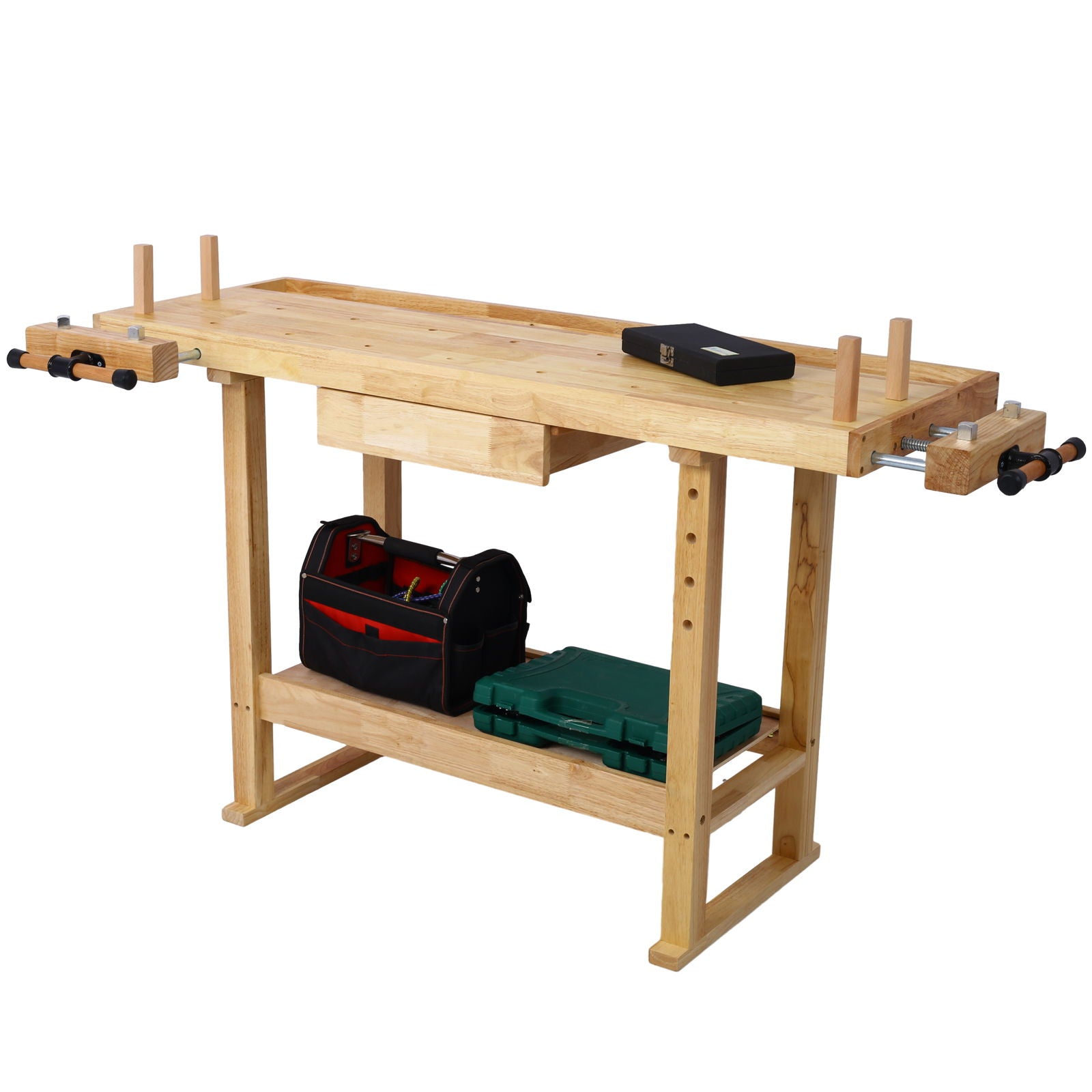 55" Wood Workbench For Garage Workshop And Home - Natural