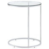 Kyle - Oval Glass Top C-Shaped Sofa Side Table - Chrome by CoasterEveryday | Bel Furniture