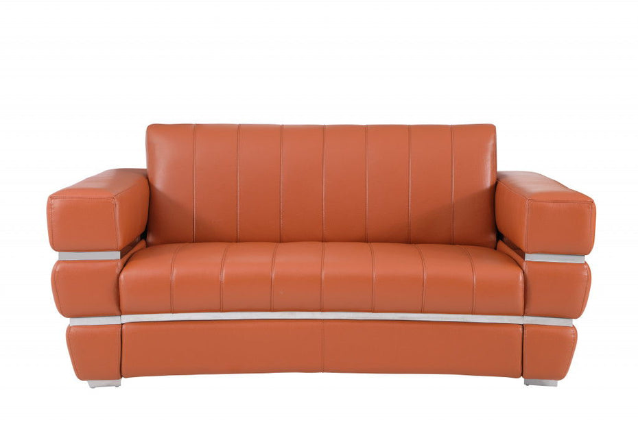 Italian Leather Loveseat - Camel