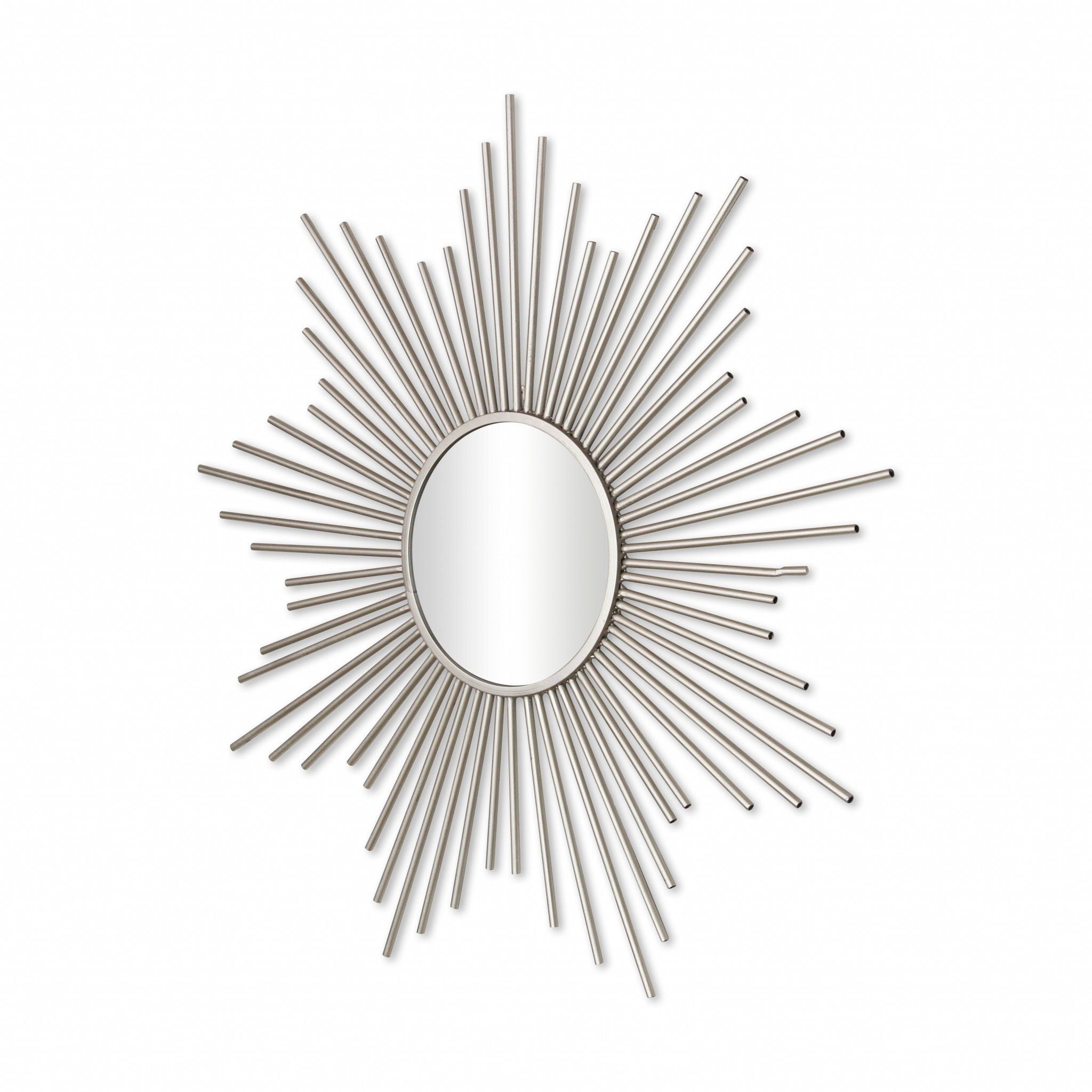 Metal Sunburst Design Wall Mirror - Striking Silver