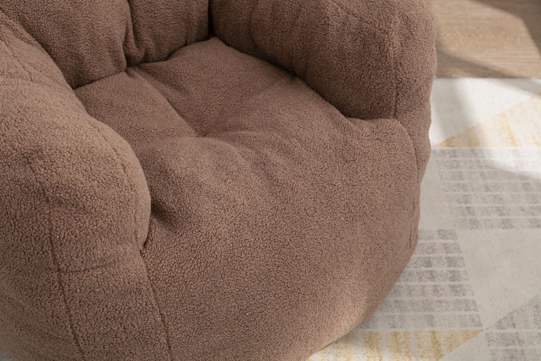 Soft Teddy Fabric Tufted Foam Bean Bag Chair With Teddy Fabric