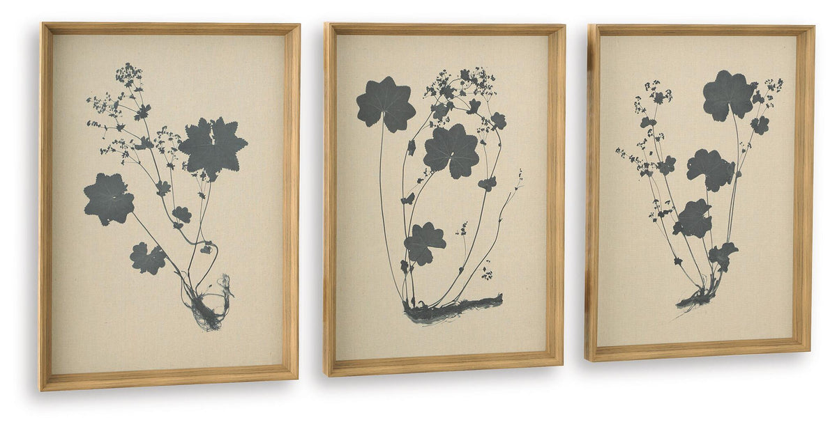 Huddwick - Wall Art Set (Set of 3) - Linen / Black