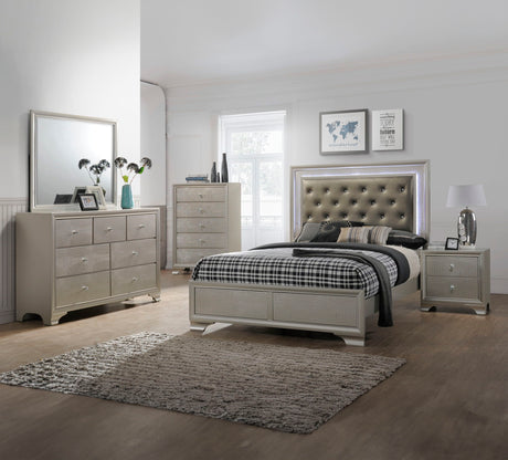 Lyssa - Bedroom Set Gray 5 Pc. Bed, Dresser, Mirror, Chest, Nightstand by Crown Mark | Bel Furniture