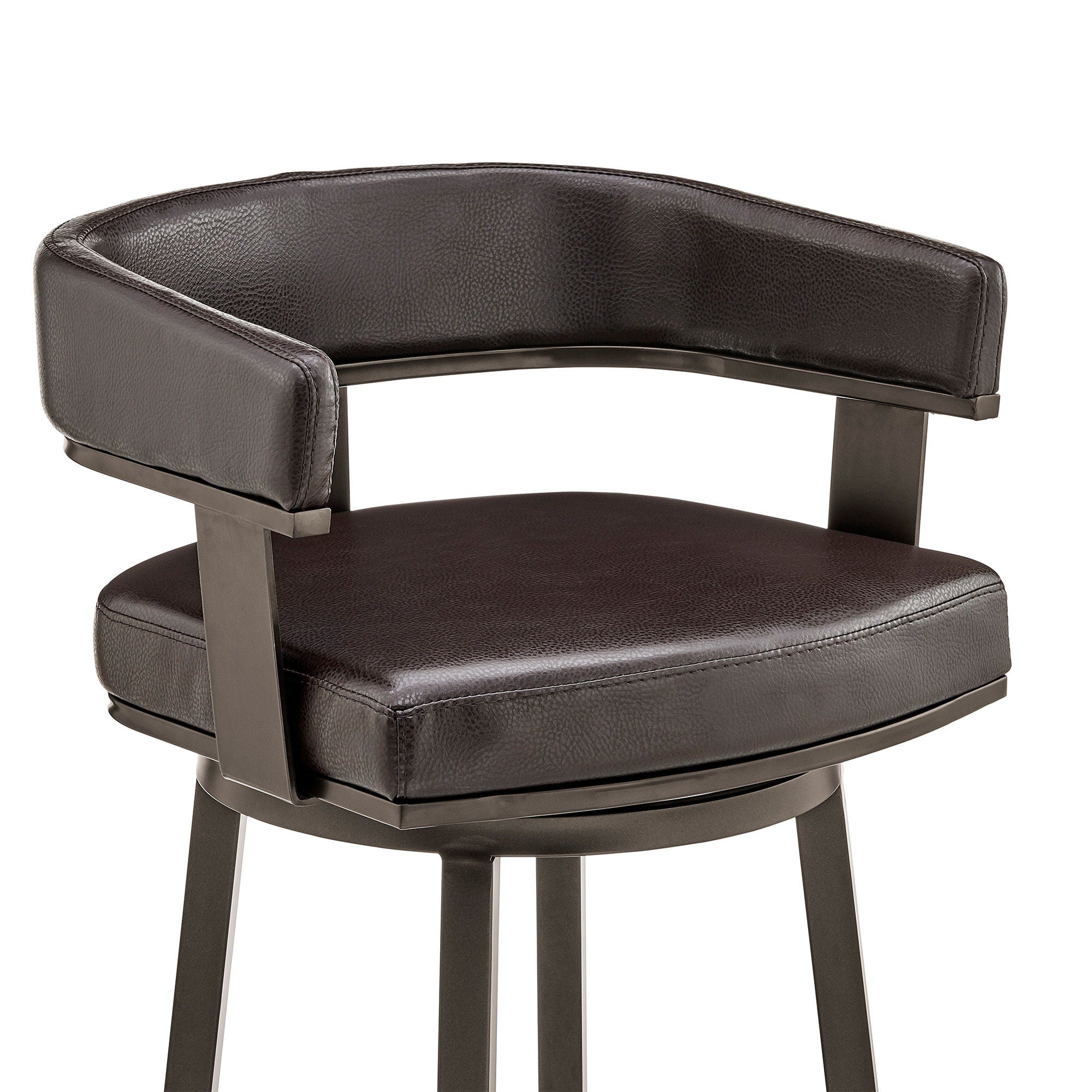 Faux Leather Swivel Low Back Bar Height Bar Chair - Chocolate And Gray