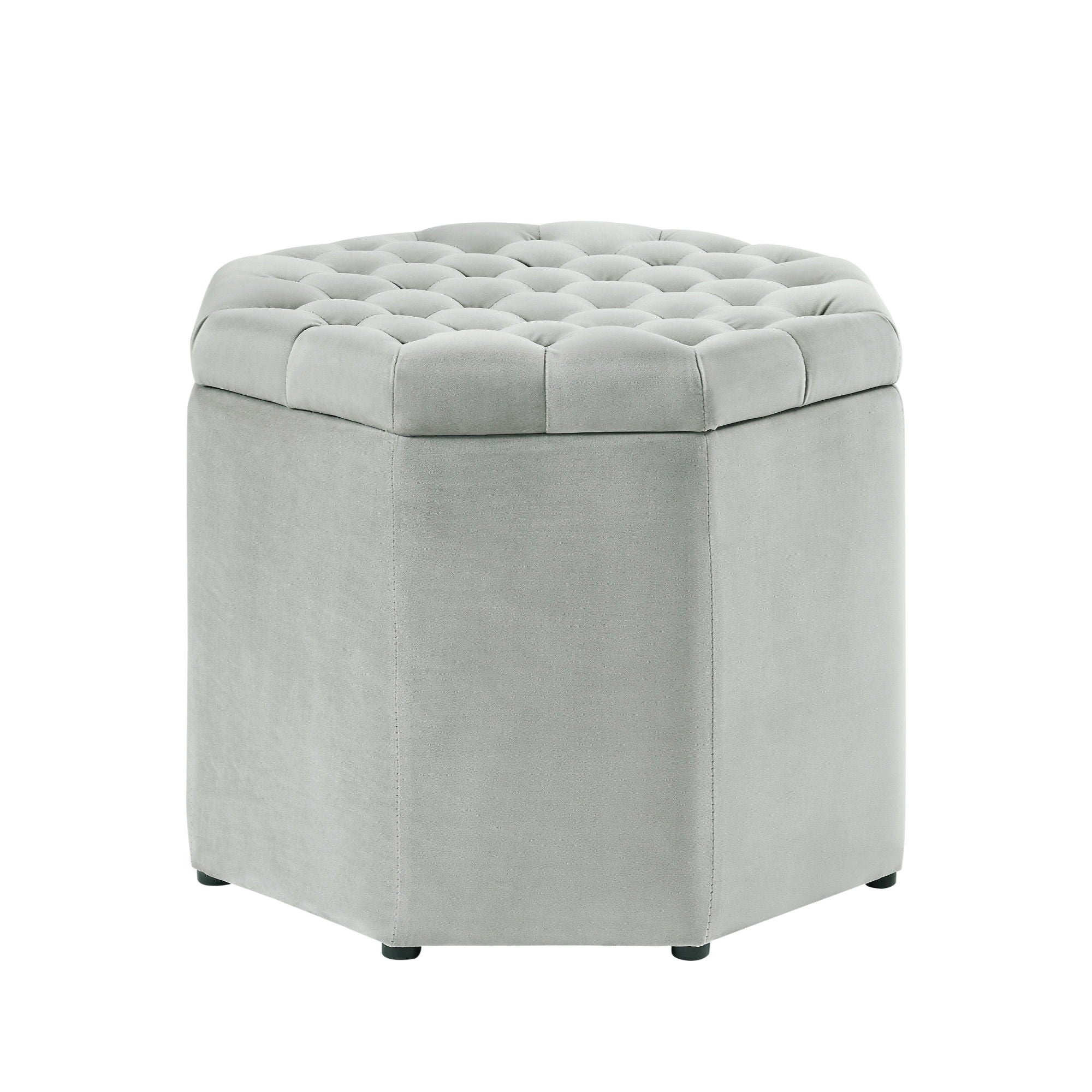 Velvet Tufted Specialty Storage - Light Gray / Black