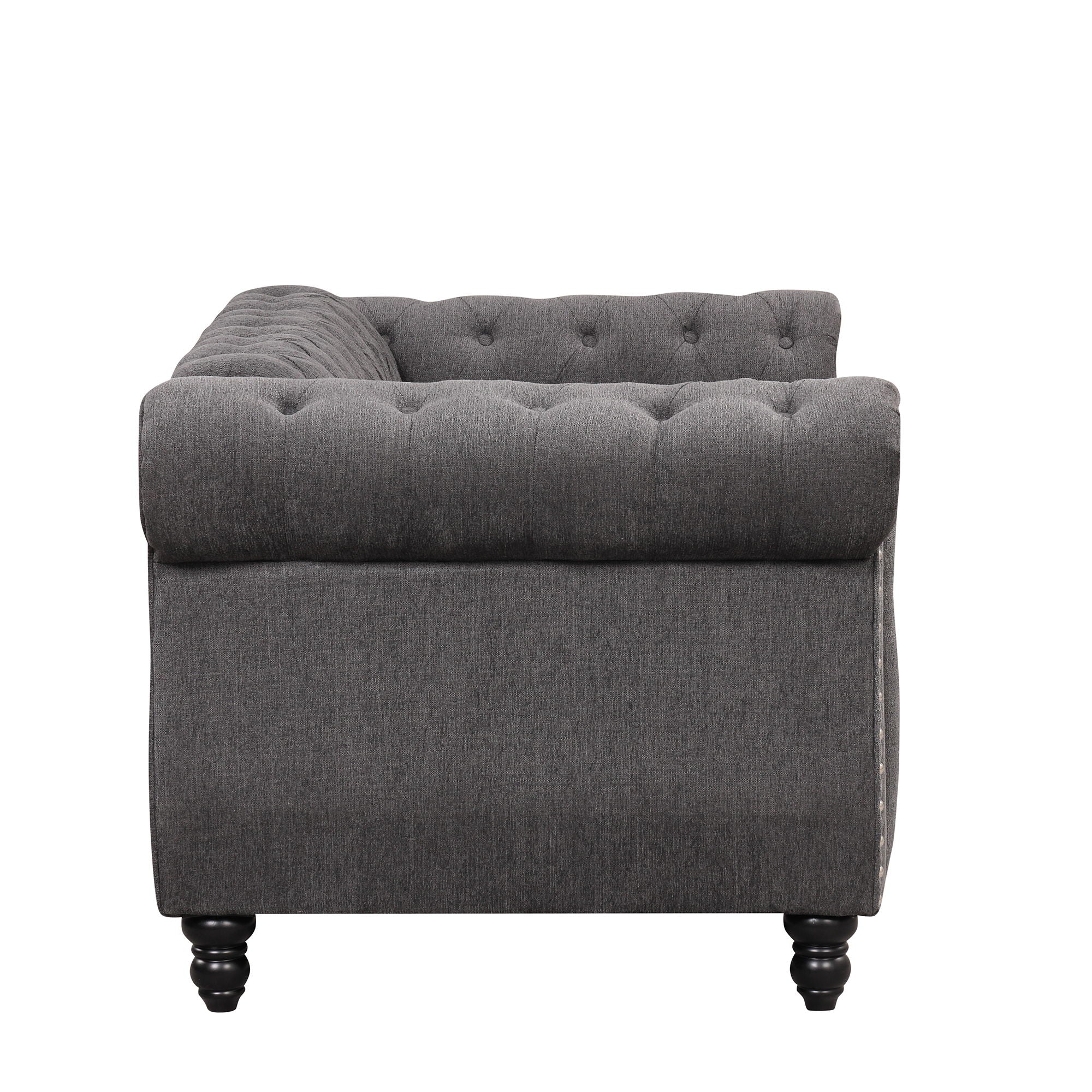 Modern Sofa Dutch Plush, Upholstered Sofa, Solid Wood Legs, Buttoned Tufted Backrest