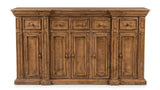 Rustic Solid Wood Brown Farmhouse 80-Inch Sideboard Cabinet with Door & Drawer Storage