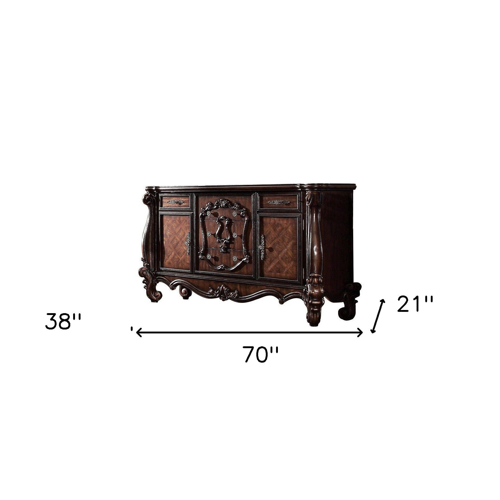 Solid Wood Five Drawer Combo Dresser - Cherry Oak