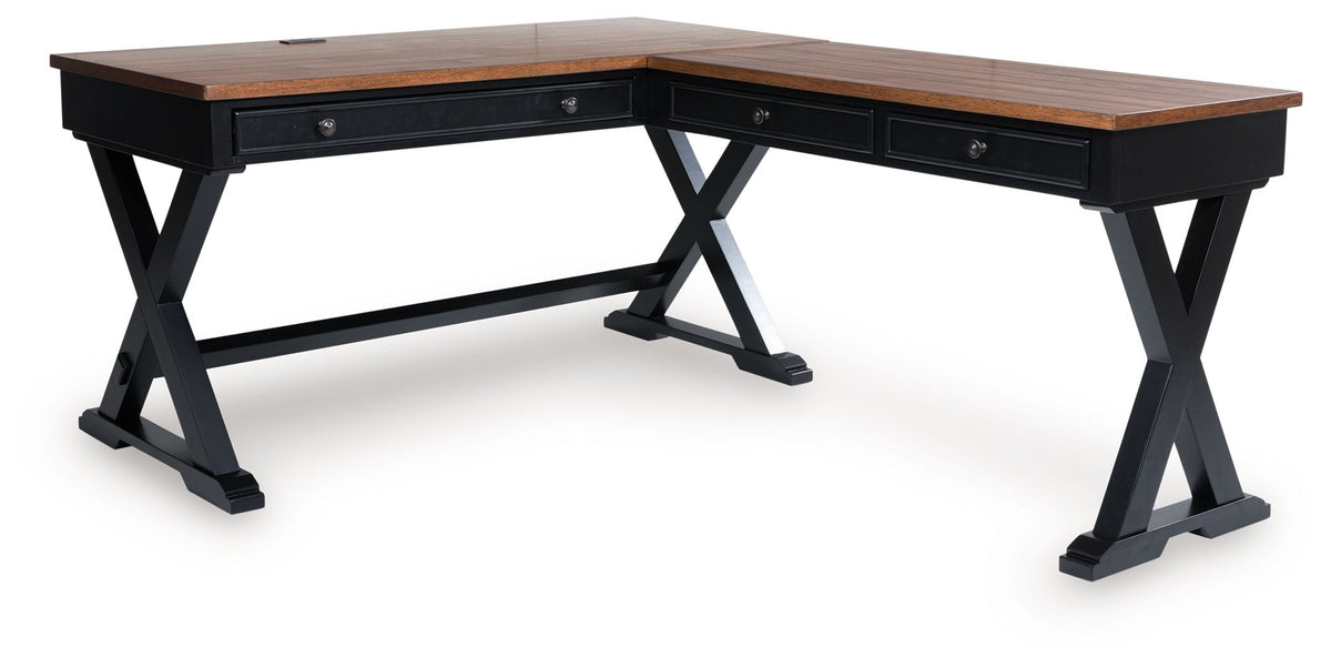 Wildenauer - Brown / Black - Home Office Desk And Return by Signature Design by Ashley® | Bel Furniture