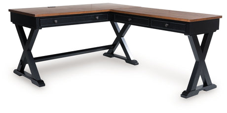 Wildenauer - Brown / Black - Home Office Desk And Return by Signature Design by Ashley® | Bel Furniture