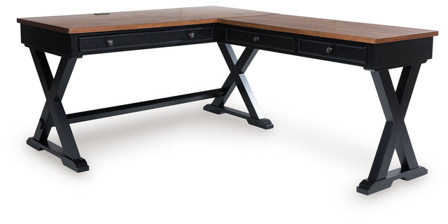 Wildenauer - Brown / Black - Home Office Desk And Return by Signature Design by Ashley® | Bel Furniture