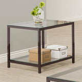Trini - 1-Shelf Glass Top Side End Table - Black Nickel by CoasterEssence | Bel Furniture