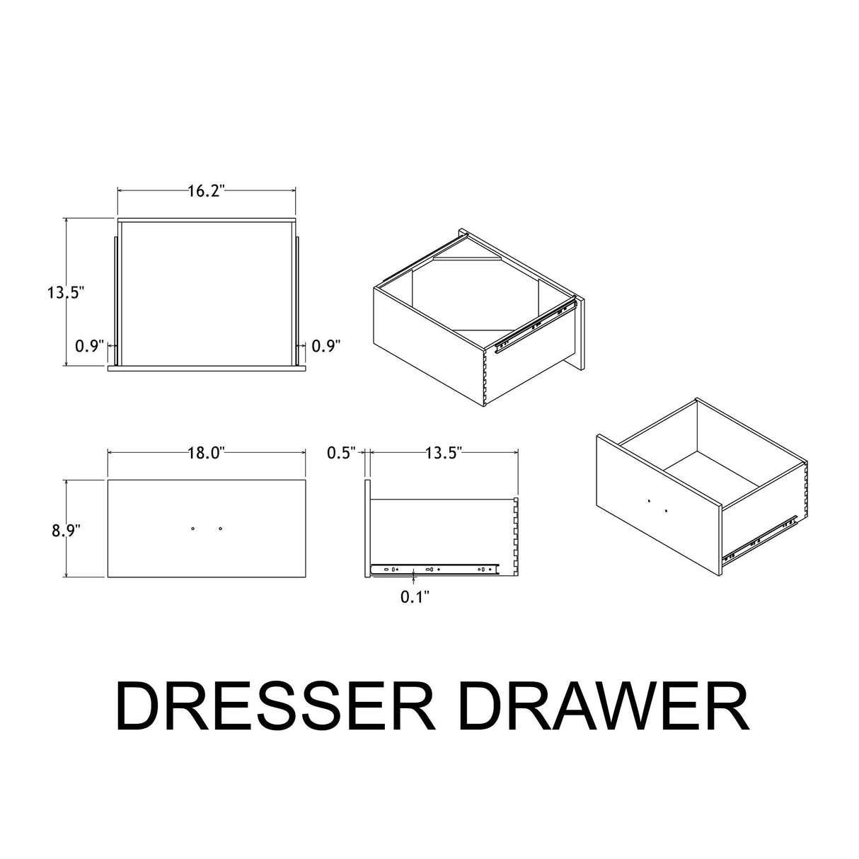 Augusta - Dresser, 7 Spacious Drawers, Block Feet - Beige Brown