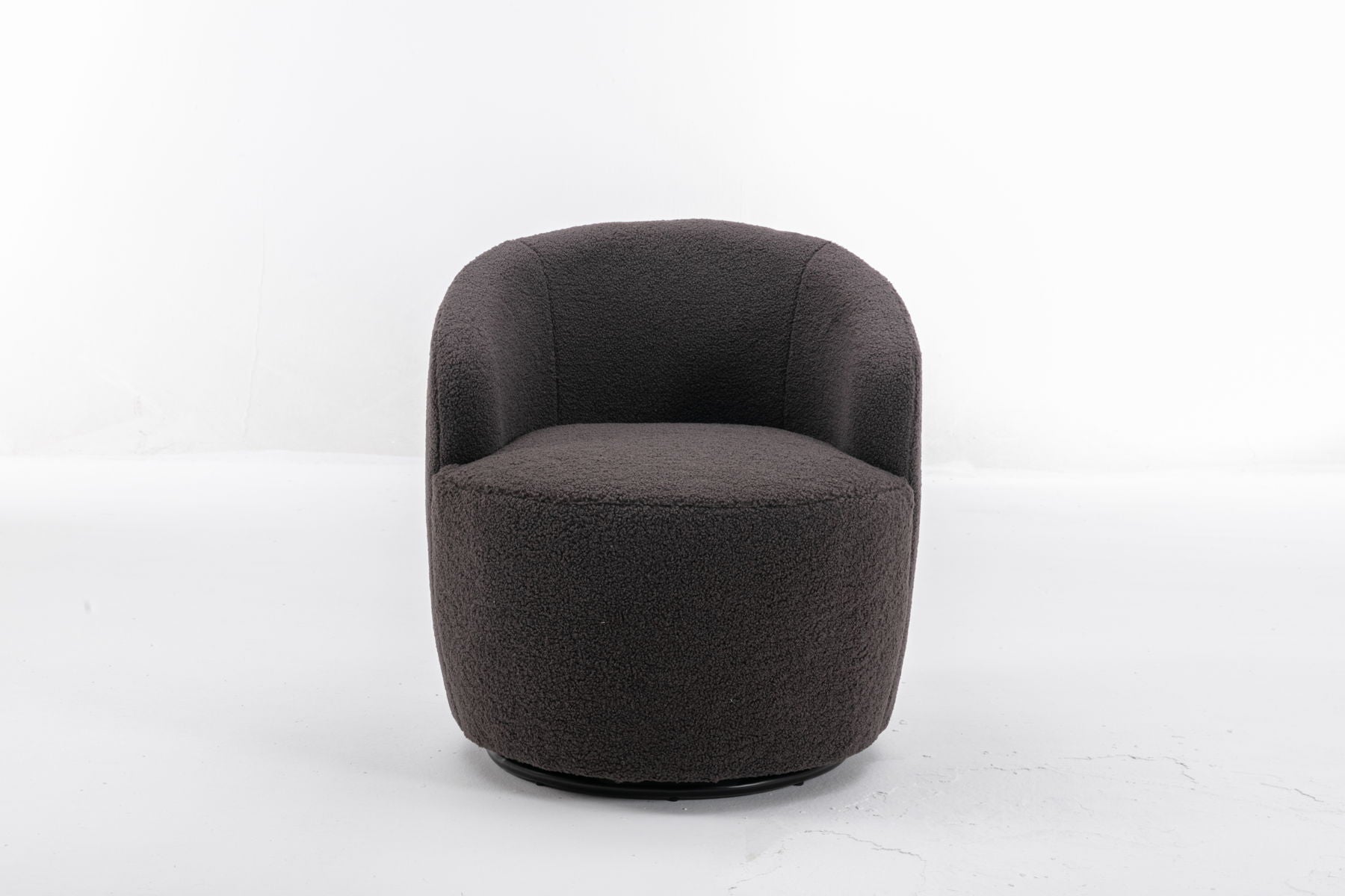 Teddy Fabric Swivel Accent Armchair Barrel Chair With Powder Coating Metal Ring