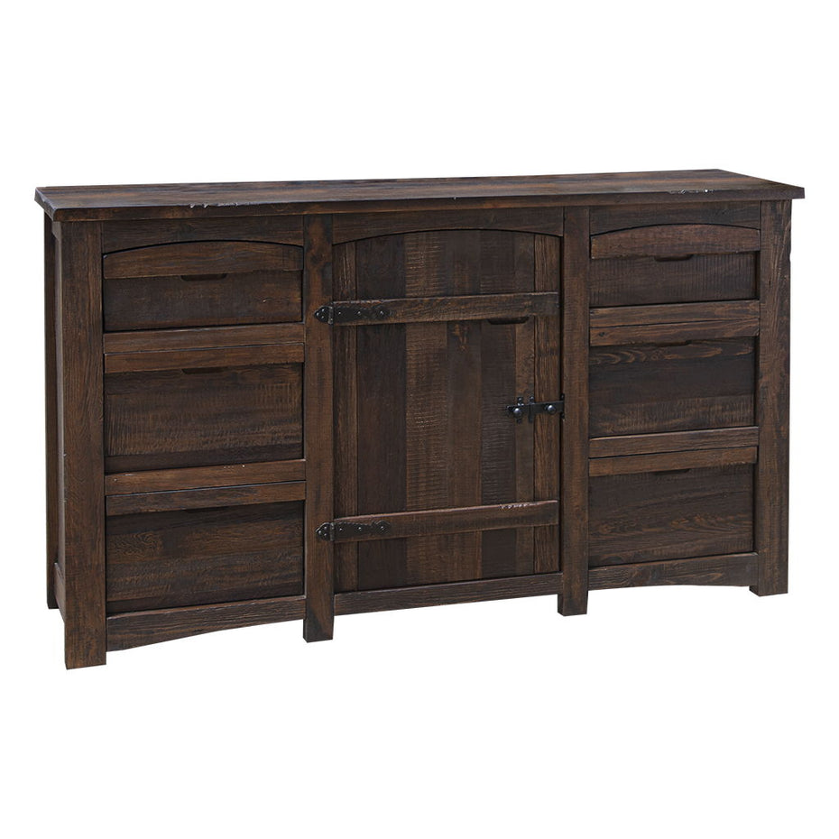 Solid Wood Six Drawer Triple Dresser - Brown