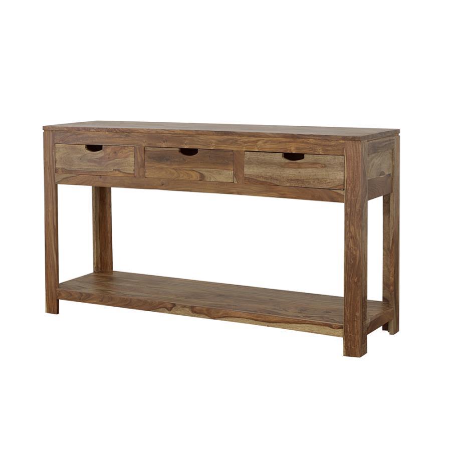 Esther - 3-Drawer Wood Console Table - Natural Sheesham by CoasterElevations | Bel Furniture