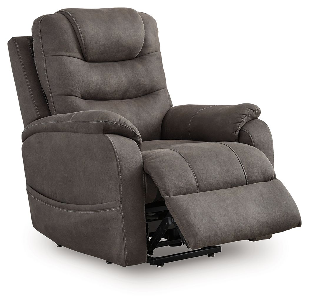 Snowfield - Gunmetal - Power Lift Recliner by Signature Design by Ashley® | Bel Furniture
