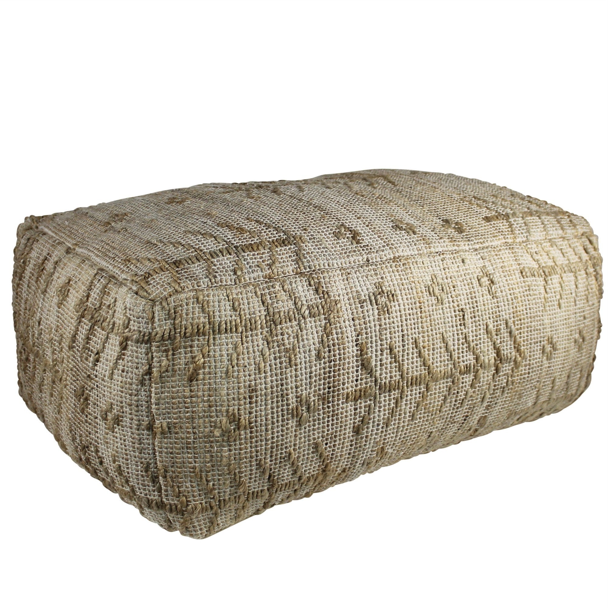 Hemp Textured Rectangle Pouf - Natural