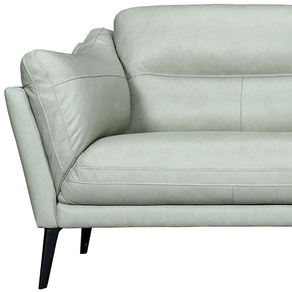 Leather Sofa With Black Legs - Mint Green