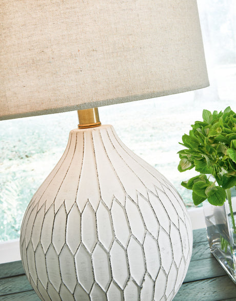 Wardmont - White - Ceramic Table Lamp by Signature Design by Ashley® | Bel Furniture