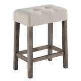Lux - 3 Piece Counter Height Pub Table With Tufted Linen Stools (Set of 3) by Lilola Home | Bel Furniture
