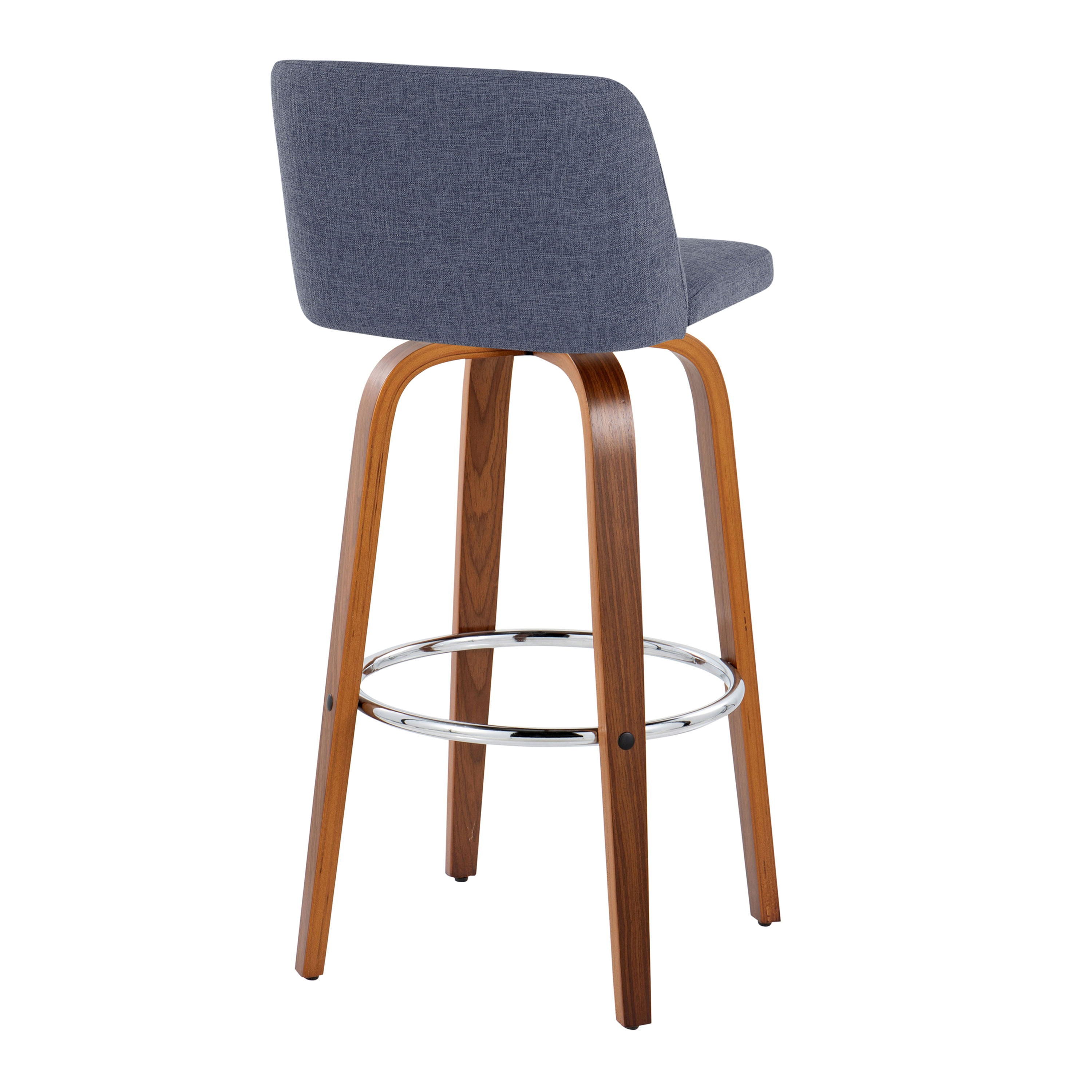 Toriano - Mid Century Modern Fixed Height, Barstool With Swivel With Round Footrest (Set of 2)