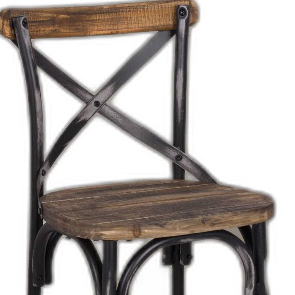 43" Iron Bar Chair - Brown / Black