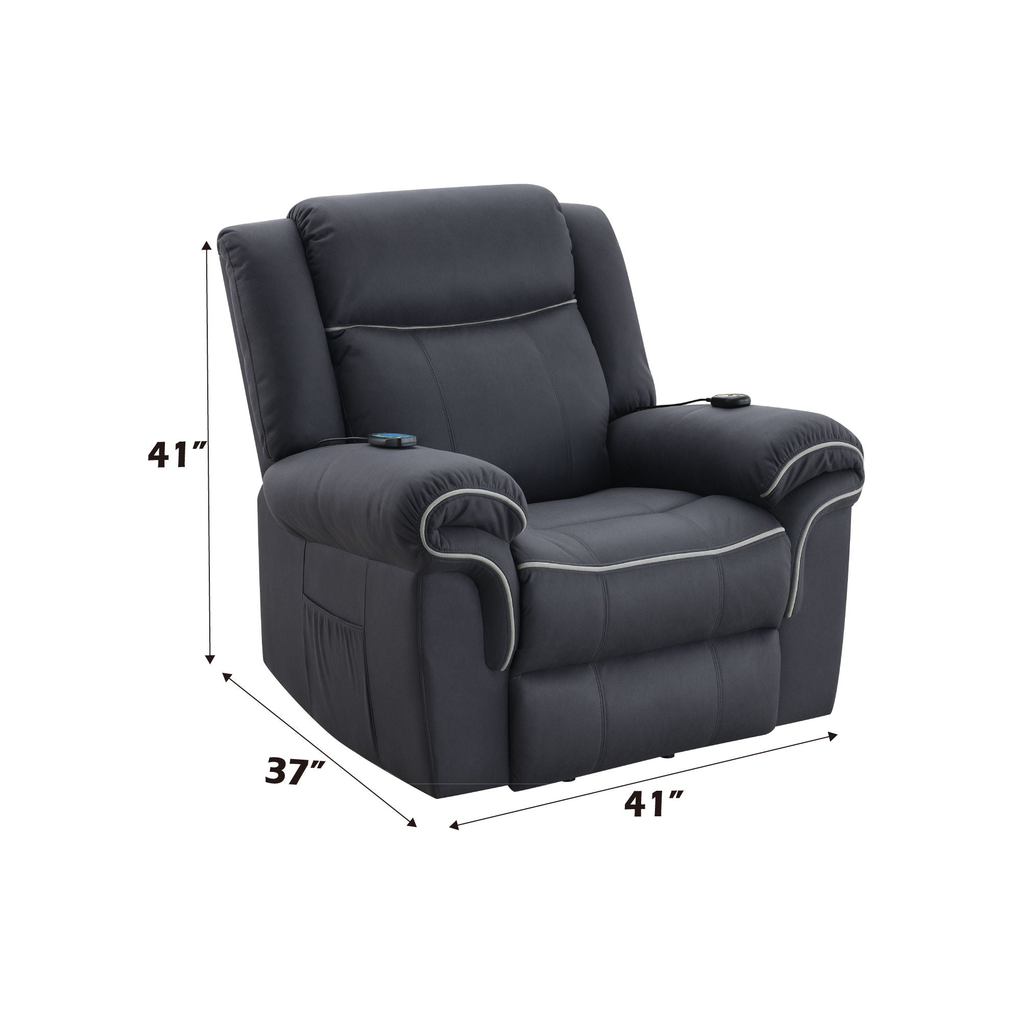 Domana - Polished Microfiber Power Nirion Recliner With Lift Heating Massage Chair - Dark Blue