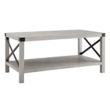 Farmhouse Metal X Table With Lower Shelf by Walker Edison | Bel Furniture