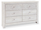 Paxberry - Six Drawer Dresser - Medallion Drawer Pulls - Whitewash