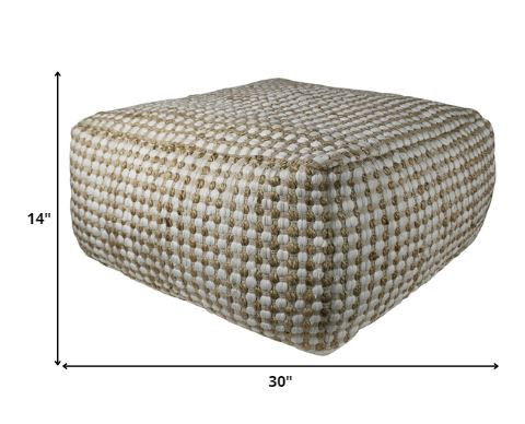 Hemp Dotted Rectangle Pouf - Natural