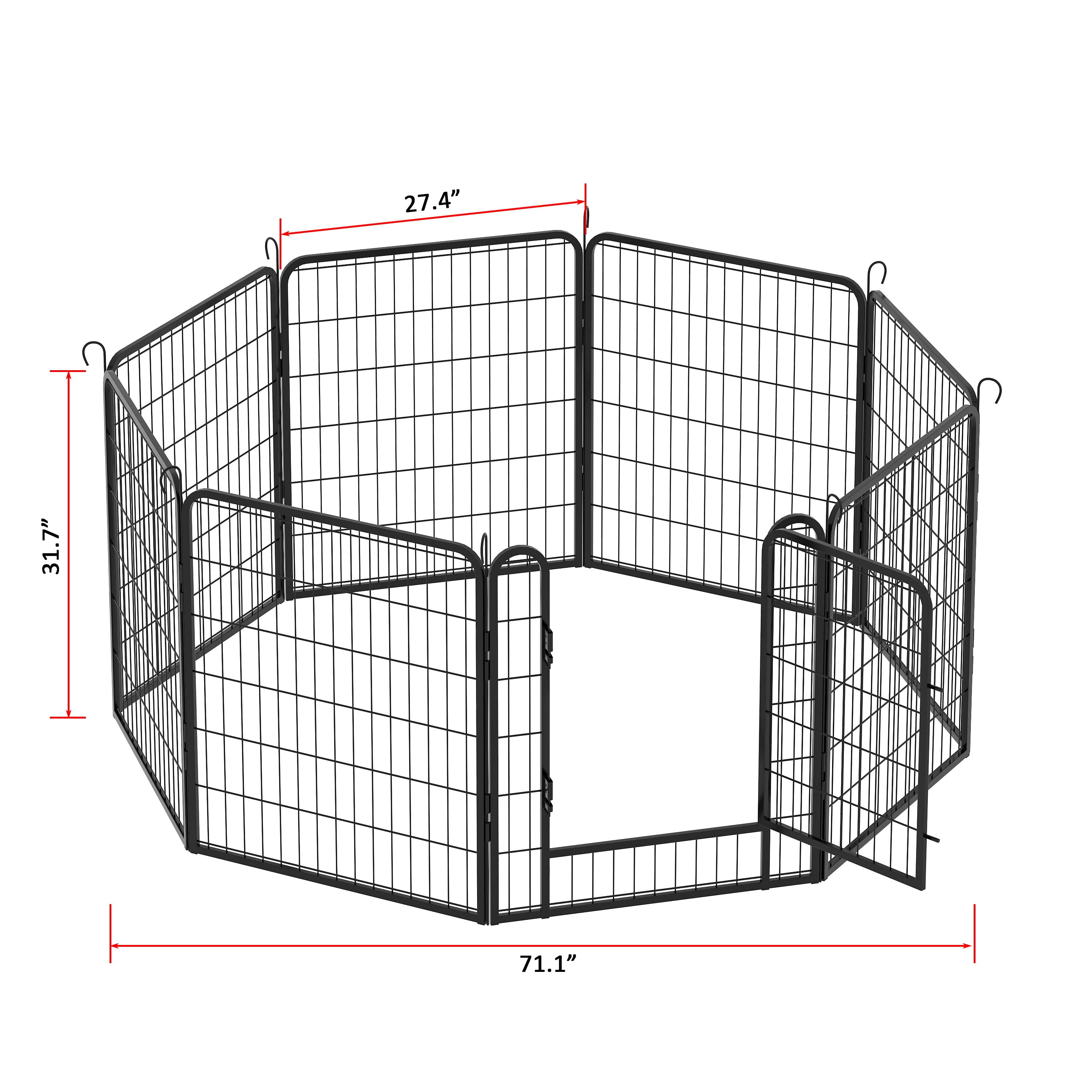 Heavy Duty Metal Playpen With Door, Dog Fence Pet Exercise Pen For Outdoor, Indoor