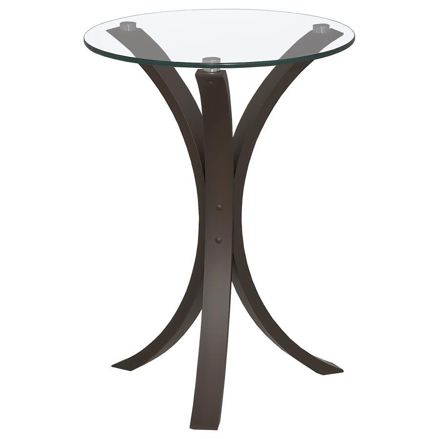 Edgar - Round Glass Top Accent Side Table - Cappuccino by CoasterEveryday | Bel Furniture