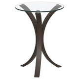 Edgar - Round Glass Top Accent Side Table - Cappuccino by CoasterEveryday | Bel Furniture