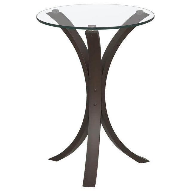 Edgar - Round Glass Top Accent Side Table - Cappuccino by CoasterEveryday | Bel Furniture