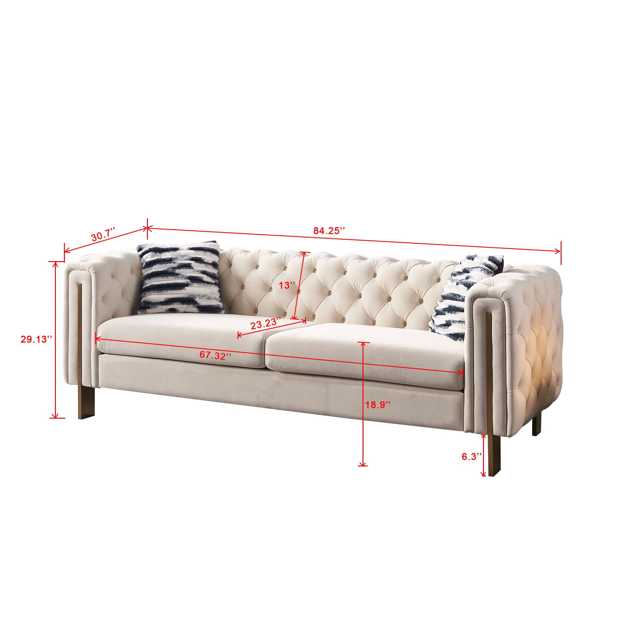 Chesterfield - Modern Tufted Velvet Living Room Sofa, 84.25''W Couch