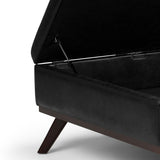 Owen - Square Coffee Table Storage Ottoman - Distressed Black by Simpli-Home | Bel Furniture