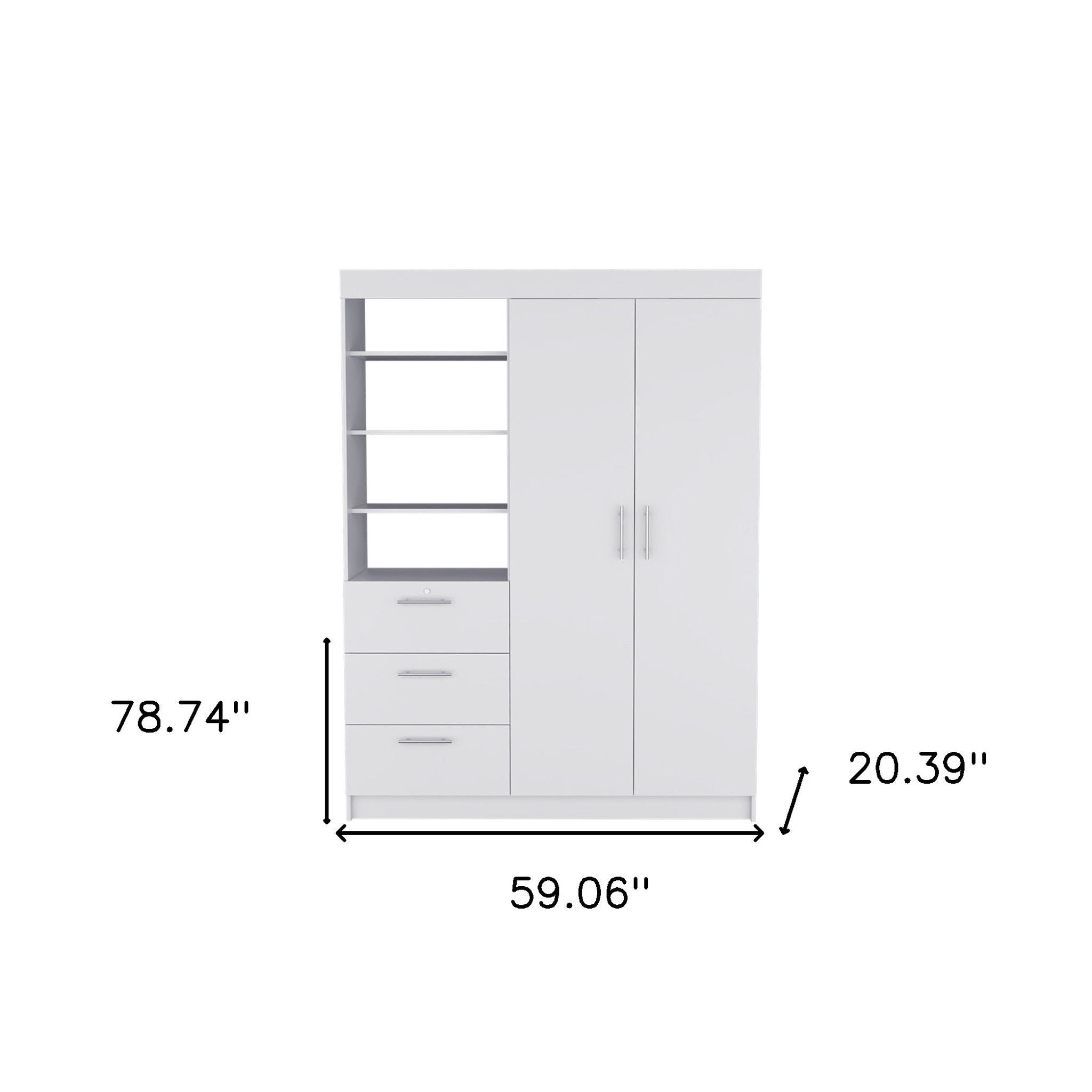 Three Drawer Combo Dresser - White