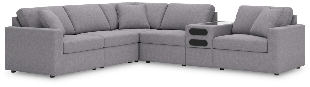 Modmax - Granite - Sectional Gray 6 Pc. Sectional With Audio Console by Signature Design by Ashley® | Bel Furniture