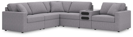 Modmax - Granite - Sectional Gray 6 Pc. Sectional With Audio Console by Signature Design by Ashley® | Bel Furniture