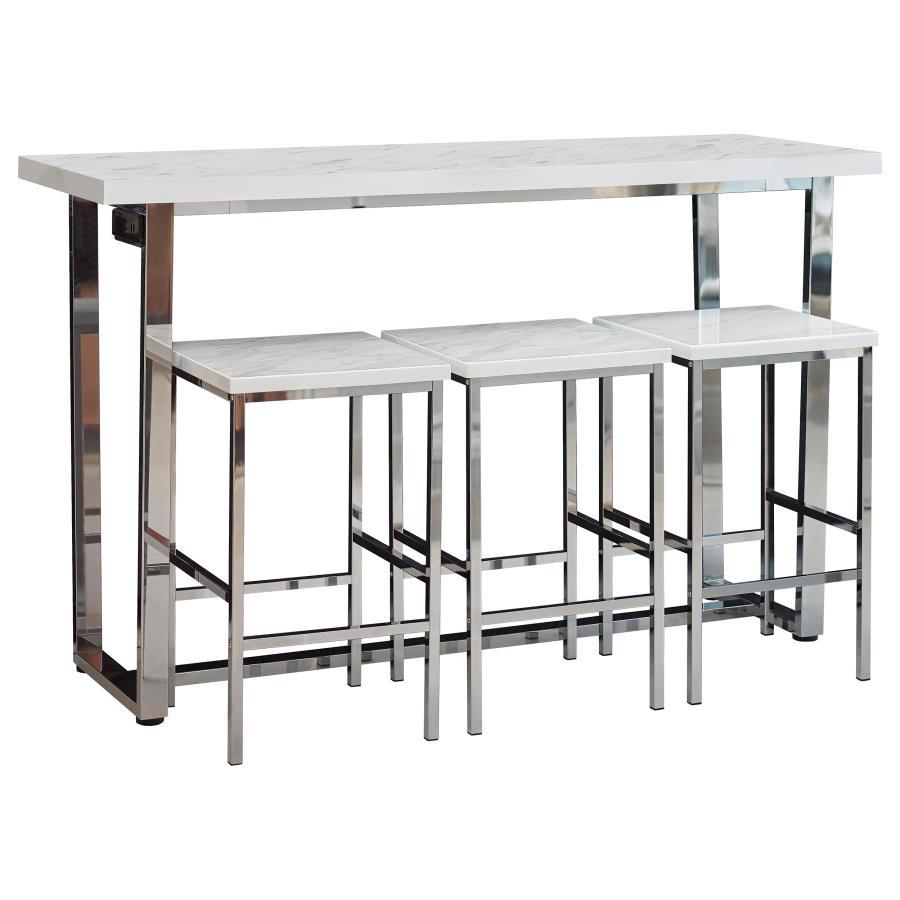 Marmot - 4 Piece Rectangular Counter Height Table Set - Chrome by CoasterEveryday | Bel Furniture