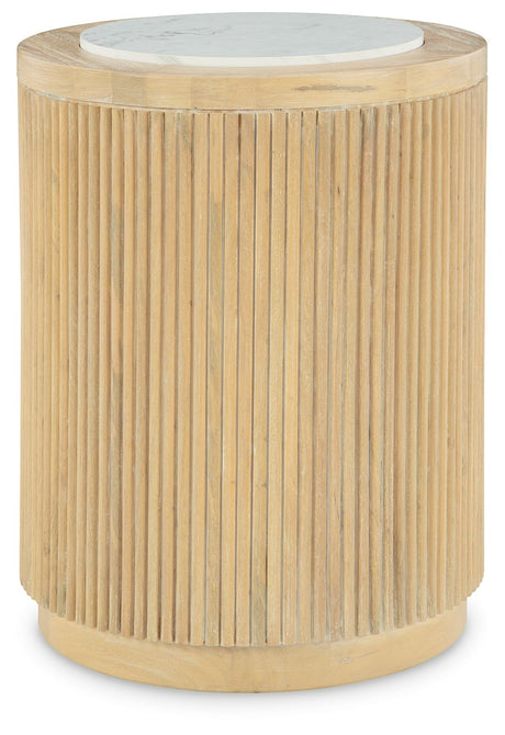 Camdill - Light Brown / White - Round End Table by Signature Design by Ashley® | Bel Furniture