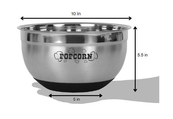 Sleek Stainless Steel Popcorn Serving Bowl - Gray