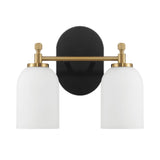 Vortex - 2 Lights Vanity In Style For Over Bathroom Mirror Wall Sconce - Black / Gold / White