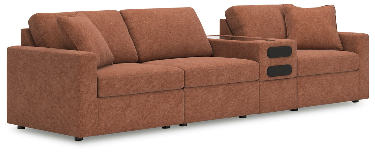 Modmax - Spice - Sectional Light Brown 4 Pc. Sectional With Audio Console by Signature Design by Ashley® | Bel Furniture